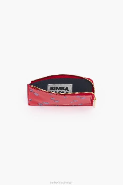 vermelho acessórios 64X4N1009 porta-moedas retangular em couro com estampa de pequenos corações Bimba Y Lola