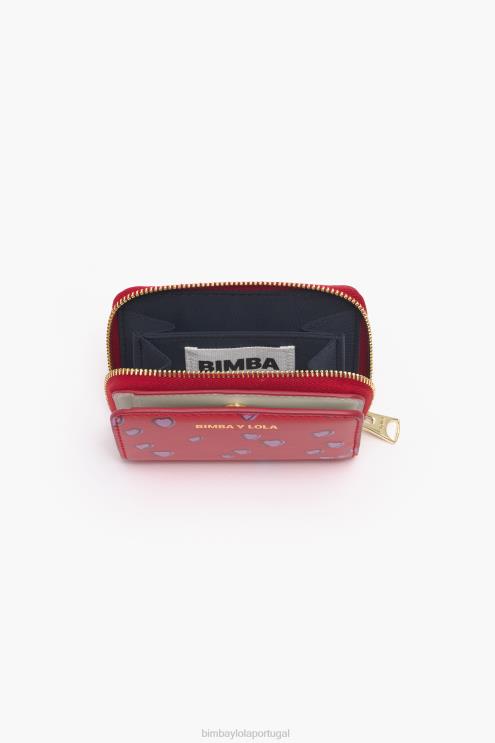 vermelho acessórios 64X4N1011 bolsa de couro pequena aba com estampa de corações Bimba Y Lola