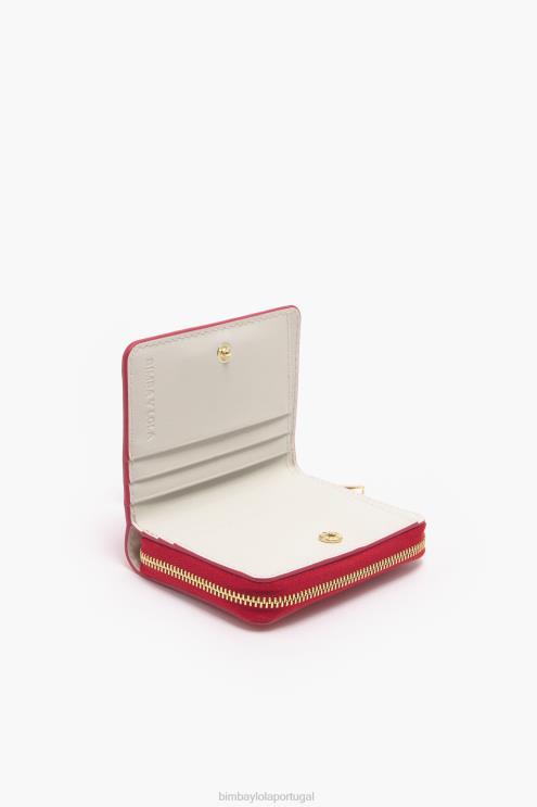 vermelho acessórios 64X4N1011 bolsa de couro pequena aba com estampa de corações Bimba Y Lola