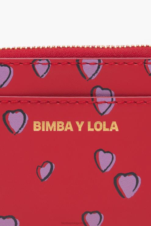 vermelho acessórios 64X4N1012 bolsa de couro pequena corações Bimba Y Lola
