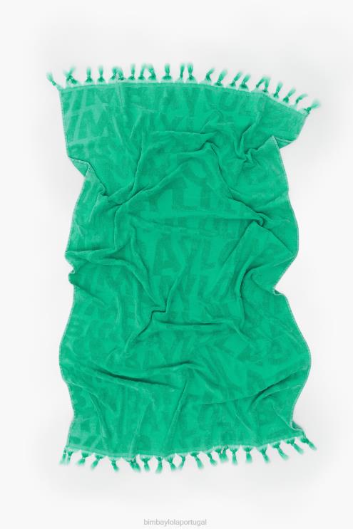 turquesa acessórios 64X4N878 toalha jacquard com logo lavado Bimba Y Lola