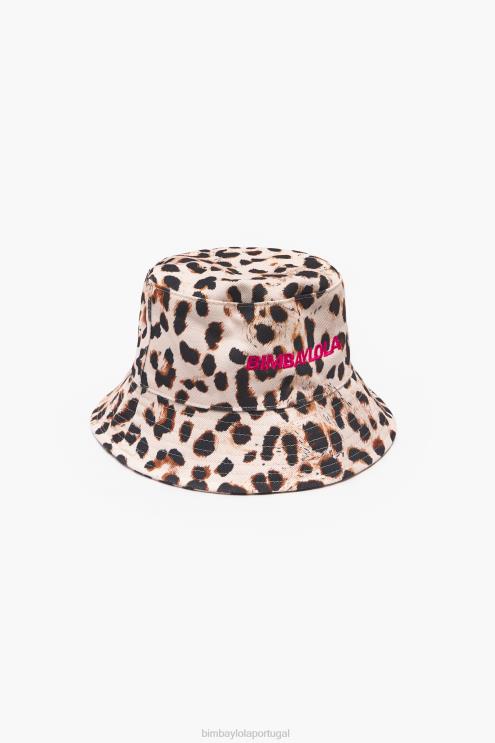 natural acessórios 64X4N866 chapéu bucket de algodão com estampa de leopardo Bimba Y Lola