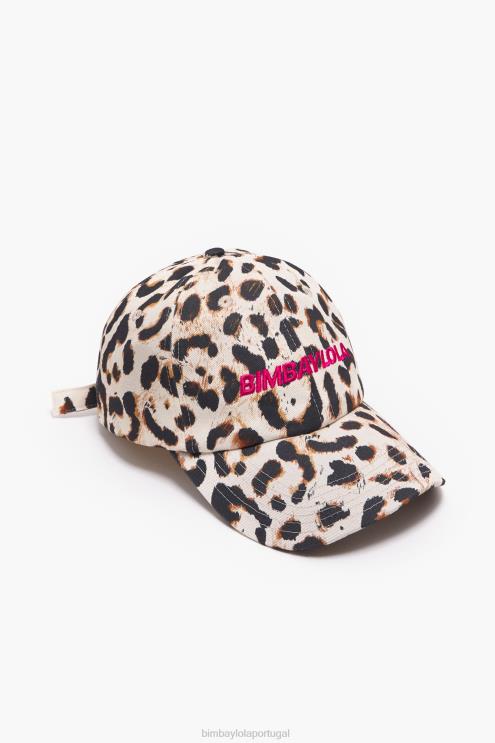 natural acessórios 64X4N867 boné de algodão com estampa de leopardo Bimba Y Lola