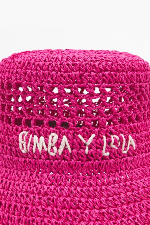 rosa acessórios 64X4N1204 chapéu balde de ráfia Bimba Y Lola