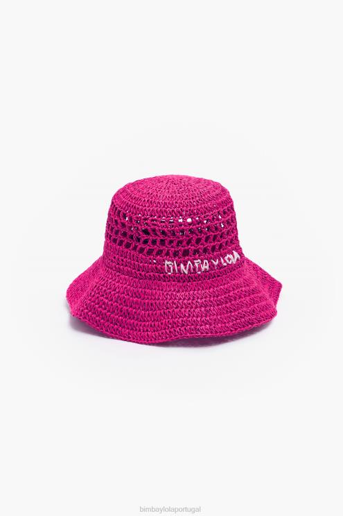rosa acessórios 64X4N854 chapéu balde de ráfia Bimba Y Lola