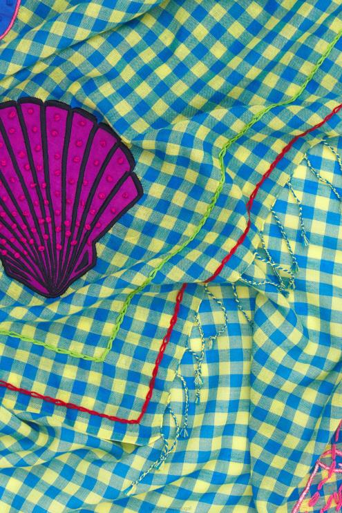 amarelo acessórios 64X4N633 xale bordado Bimba Y Lola