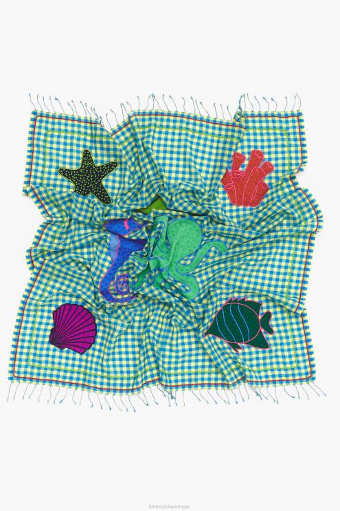 amarelo acessórios 64X4N633 xale bordado Bimba Y Lola
