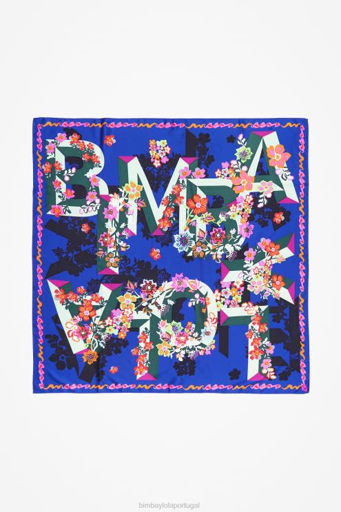 azul acessórios 64X4N628 flores geométricas e lenço com logo Bimba Y Lola