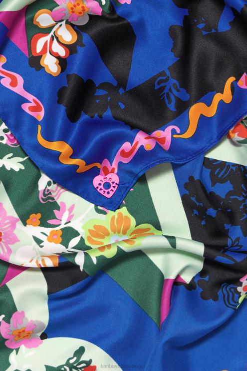 azul acessórios 64X4N628 flores geométricas e lenço com logo Bimba Y Lola