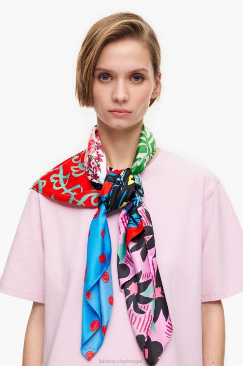 azul acessórios 64X4N649 lenço estampado patchwork Bimba Y Lola