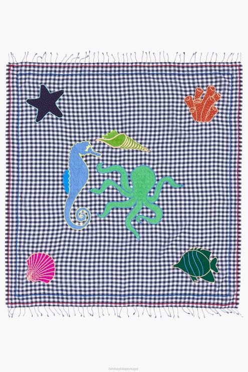 azul-marinho acessórios 64X4N632 xale bordado Bimba Y Lola
