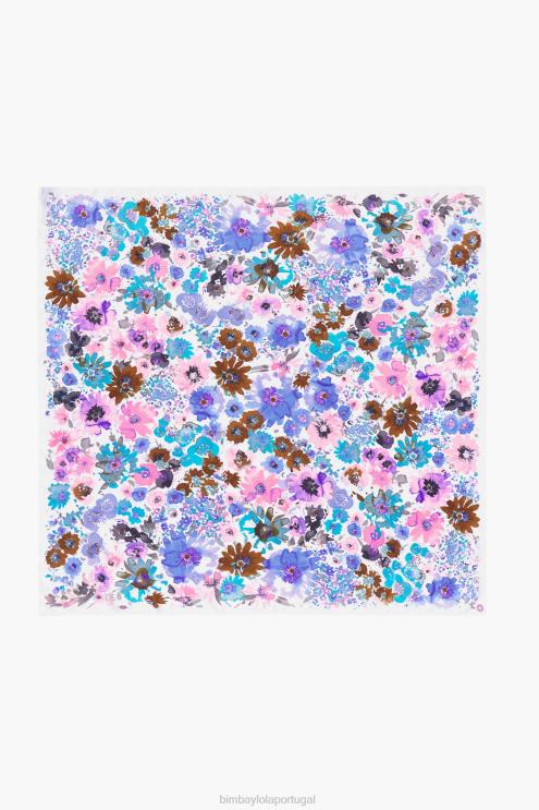 branco acessórios 64X4N617 lenço floral aquarela Bimba Y Lola