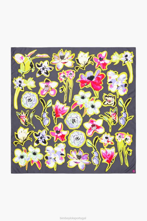 cinza acessórios 64X4N604 lenço floral escuro Bimba Y Lola