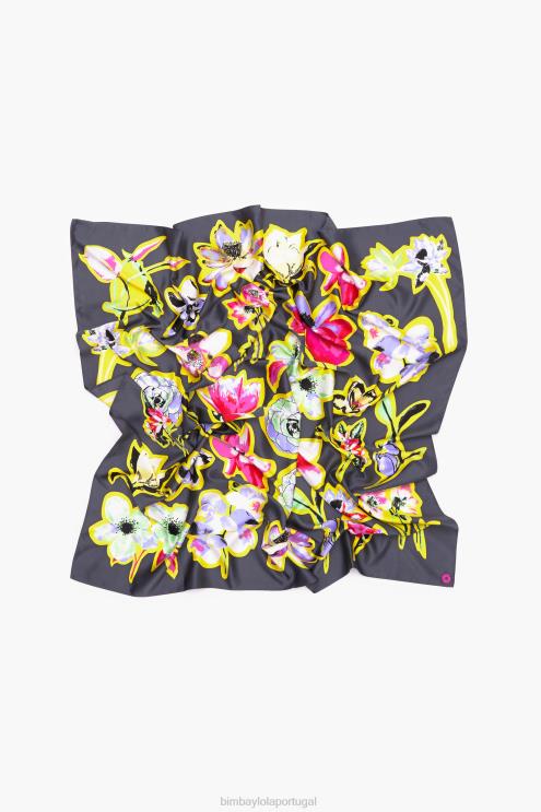 cinza acessórios 64X4N604 lenço floral escuro Bimba Y Lola