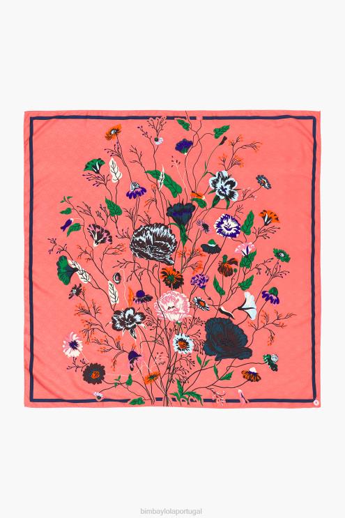 coral acessórios 64X4N608 lenço floral Bimba Y Lola