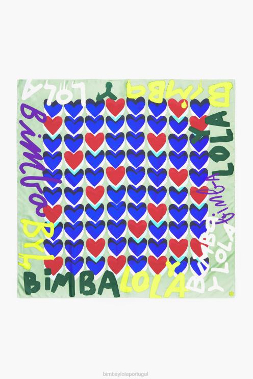 hortelã acessórios 64X4N615 lenço de logotipo de grafite de corações Bimba Y Lola