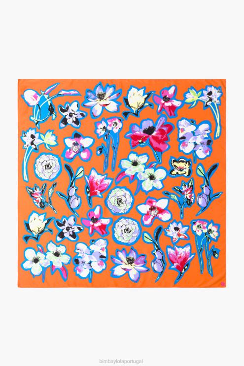 laranja acessórios 64X4N603 lenço floral Bimba Y Lola