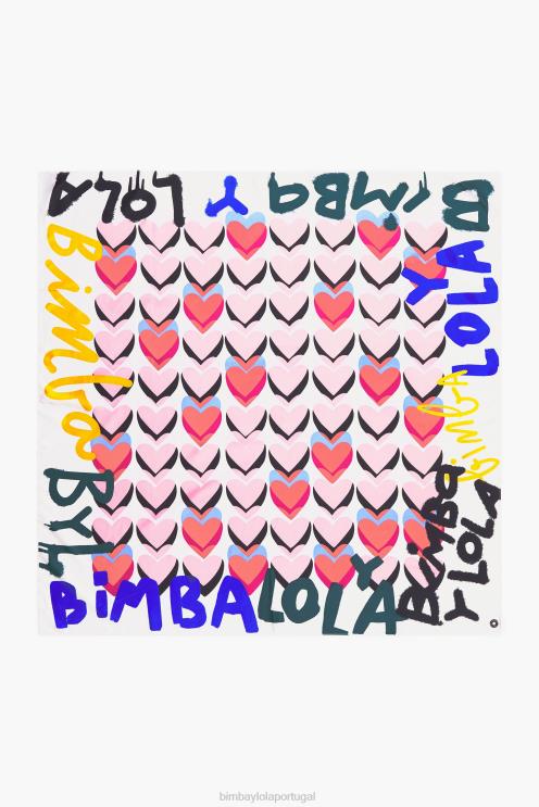 off white acessórios 64X4N614 lenço de logotipo de grafite de corações Bimba Y Lola