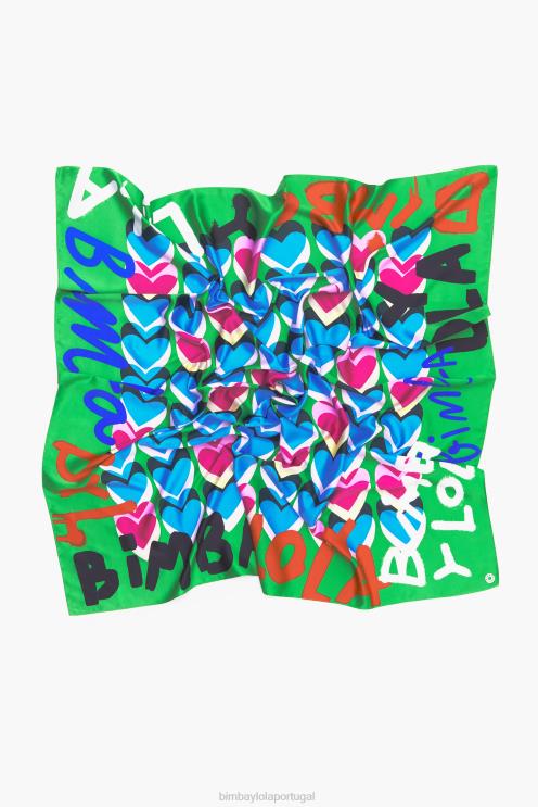verde acessórios 64X4N616 lenço de logotipo de grafite de corações Bimba Y Lola