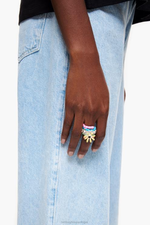 multicolorido acessórios 64X4N681 anel de esmalte de cristal Bimba Y Lola
