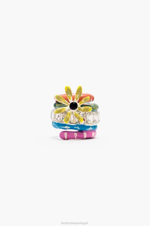 multicolorido acessórios 64X4N681 anel de esmalte de cristal Bimba Y Lola