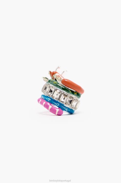 multicolorido acessórios 64X4N681 anel de esmalte de cristal Bimba Y Lola