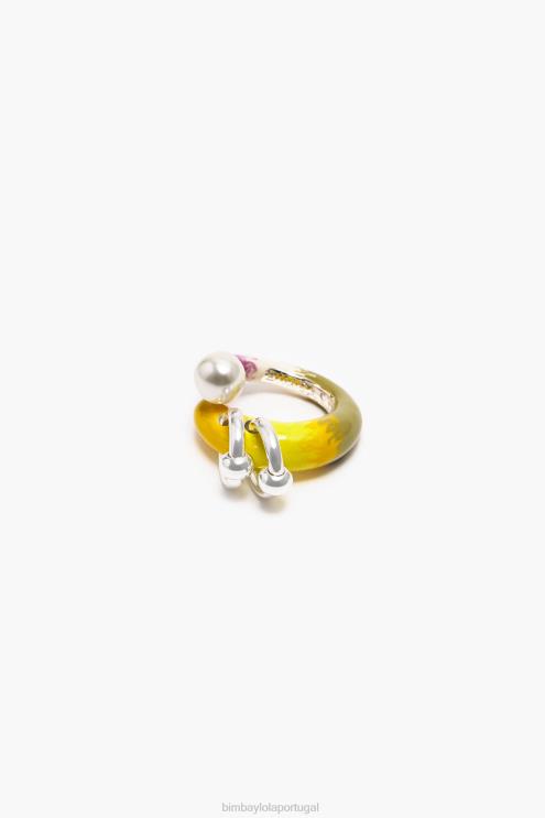 multicolorido acessórios 64X4N682 anel de pérola de esmalte Bimba Y Lola