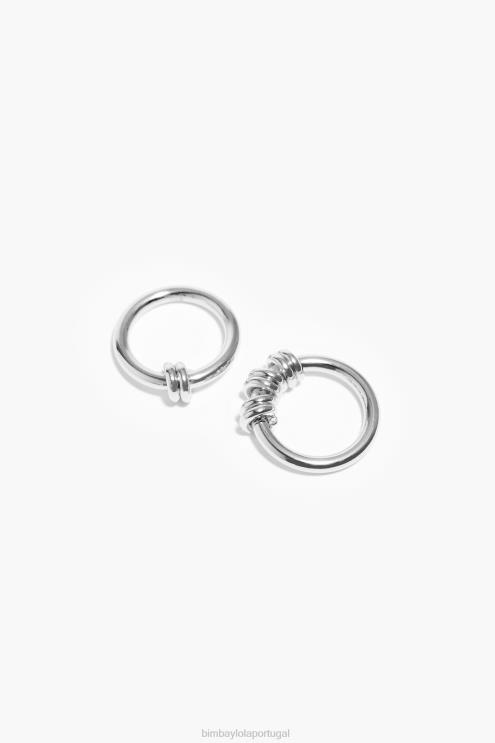 prata acessórios 64X4N822 conjunto de anéis em espiral Bimba Y Lola