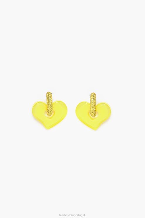amarelo acessórios 64X4N753 brincos de coração de cristal Bimba Y Lola