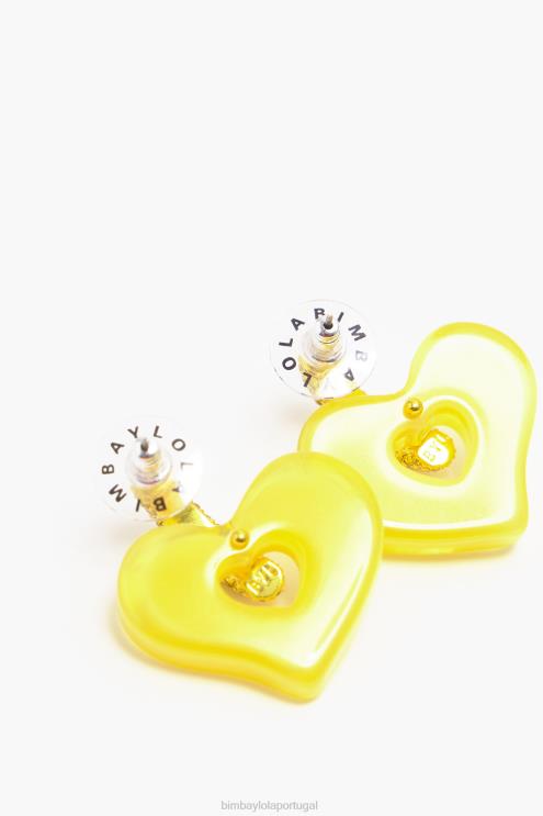 amarelo acessórios 64X4N753 brincos de coração de cristal Bimba Y Lola