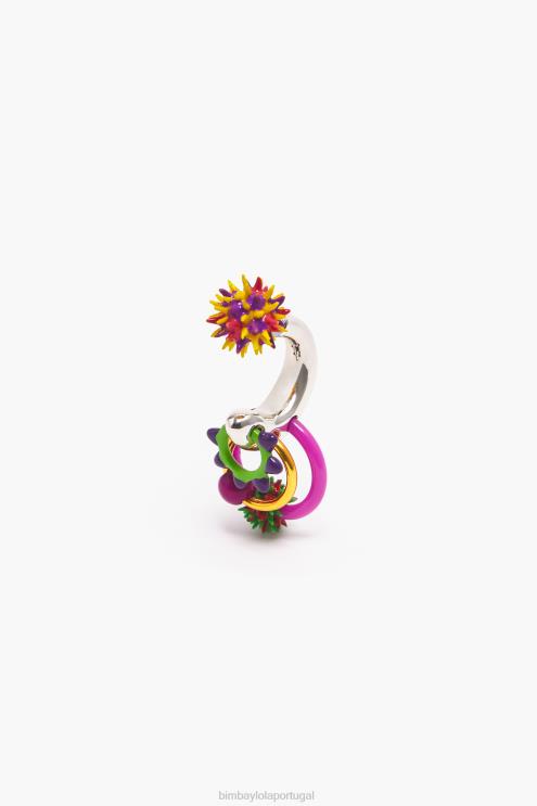 multicolorido acessórios 64X4N674 brinco de argola com peças de esmalte Bimba Y Lola