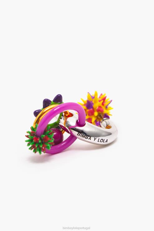 multicolorido acessórios 64X4N674 brinco de argola com peças de esmalte Bimba Y Lola