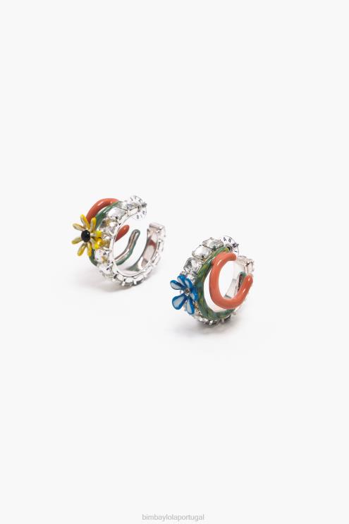 multicolorido acessórios 64X4N675 flores maxi brincos de argola Bimba Y Lola