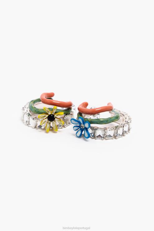multicolorido acessórios 64X4N675 flores maxi brincos de argola Bimba Y Lola