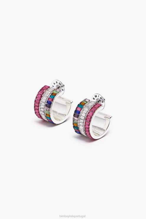 multicolorido acessórios 64X4N747 brincos de argola de cristal Bimba Y Lola