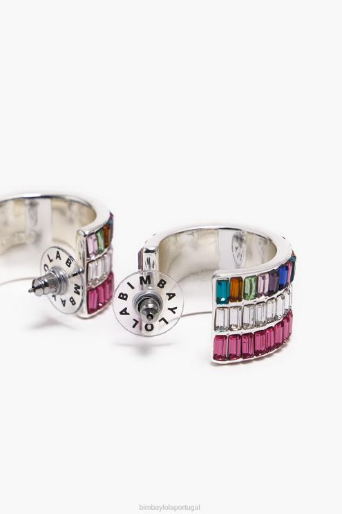 multicolorido acessórios 64X4N747 brincos de argola de cristal Bimba Y Lola