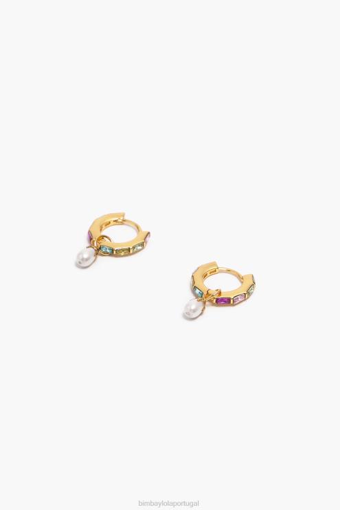 multicolorido acessórios 64X4N784 brincos de pérola de cristal Bimba Y Lola