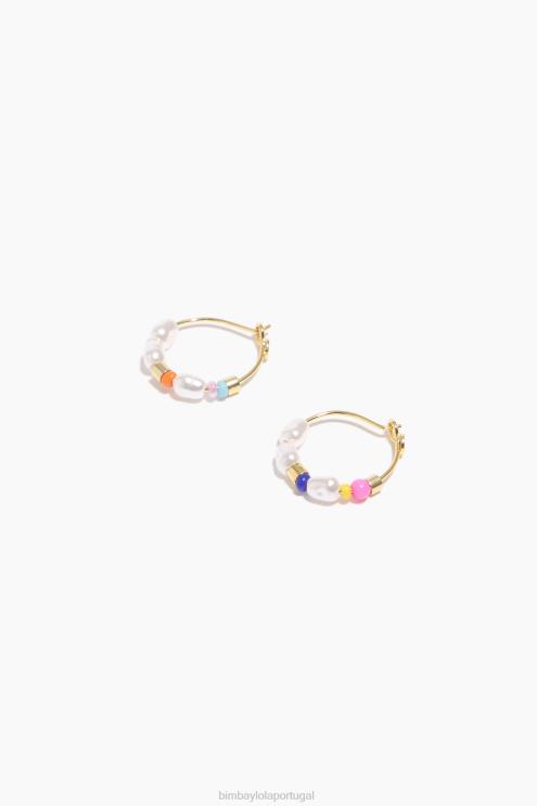 pérolas e miçangas multicoloridas acessórios 64X4N771 brincos de argola Bimba Y Lola