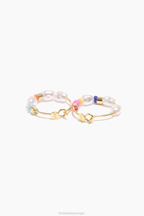 pérolas e miçangas multicoloridas acessórios 64X4N771 brincos de argola Bimba Y Lola