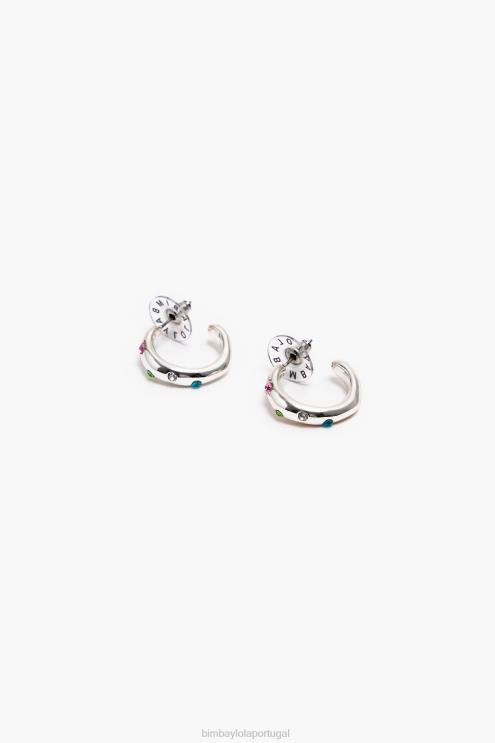 prata acessórios 64X4N677 brincos de argola de cristal Bimba Y Lola