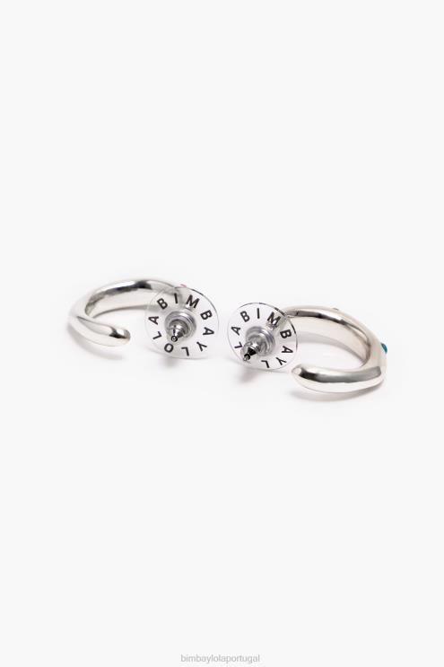 prata acessórios 64X4N677 brincos de argola de cristal Bimba Y Lola