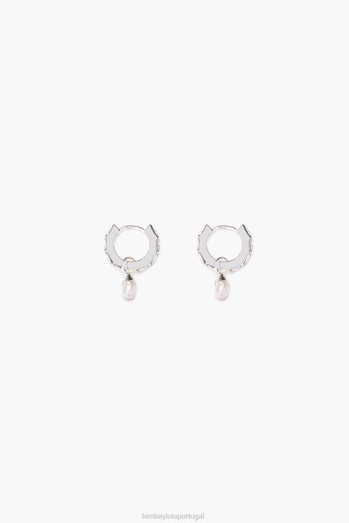 prata acessórios 64X4N783 brincos de pérola de cristal Bimba Y Lola