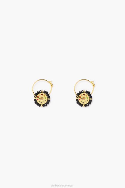 preto acessórios 64X4N814 brincos de argola de cristal dourado Bimba Y Lola