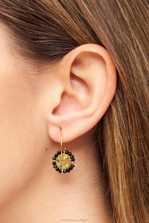 preto acessórios 64X4N814 brincos de argola de cristal dourado Bimba Y Lola
