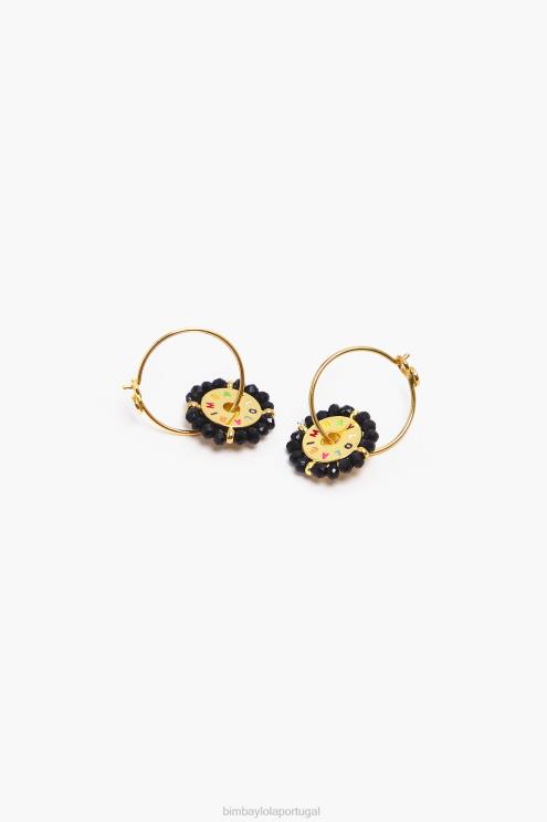 preto acessórios 64X4N814 brincos de argola de cristal dourado Bimba Y Lola