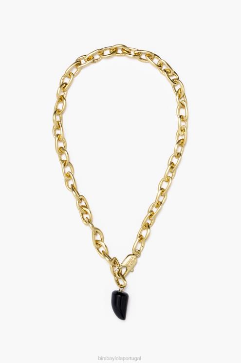 dourado acessórios 64X4N680 colar de pedras de links Bimba Y Lola