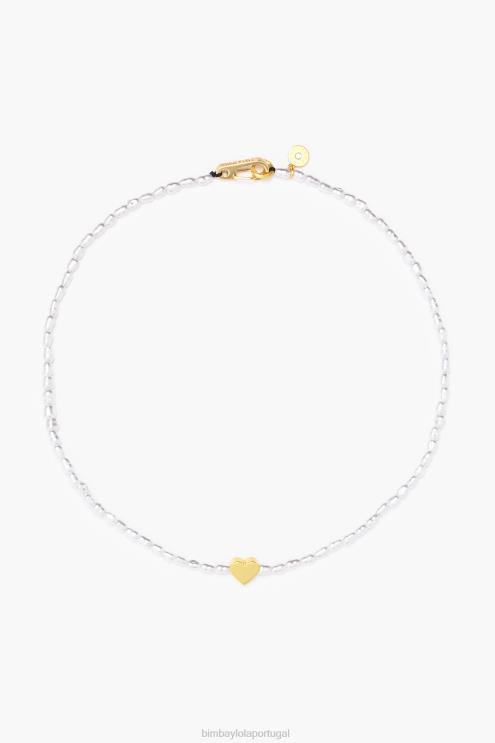 dourado acessórios 64X4N788 colar coração curto com pérolas Bimba Y Lola