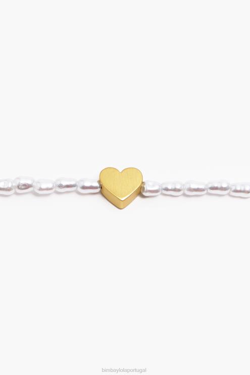dourado acessórios 64X4N788 colar coração curto com pérolas Bimba Y Lola