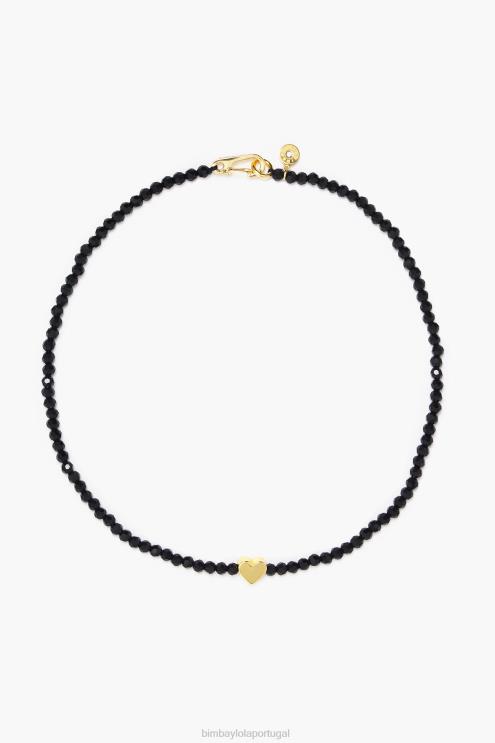 dourado acessórios 64X4N789 colar curto com coração e cristais Bimba Y Lola