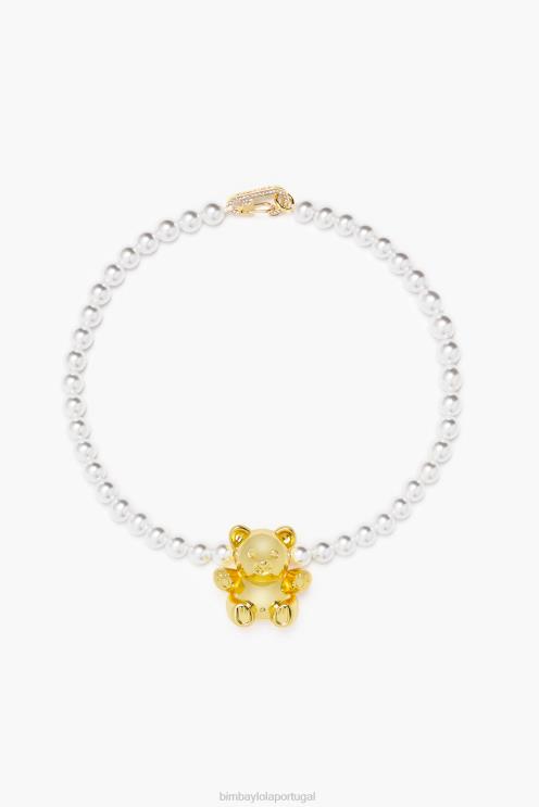 dourado acessórios 64X4N795 colar de pérolas de ursinho Bimba Y Lola
